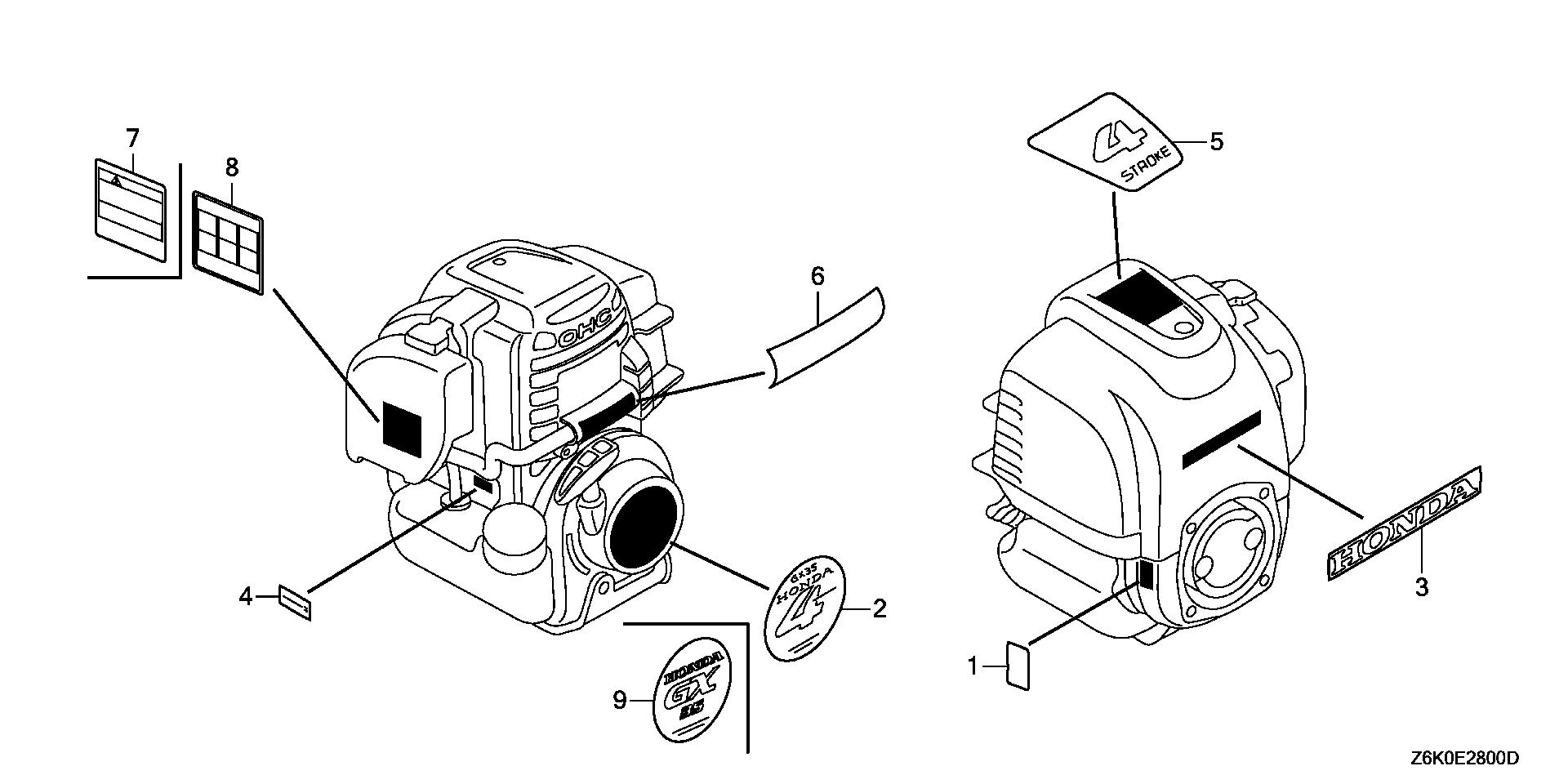 Parts for Engines GX GX35 GX35NTX ST3 GCAST-2000001-9999999